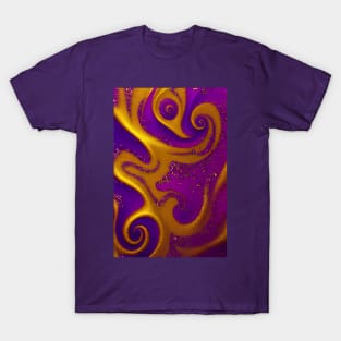 Purple & Gold Liquid Glitter 04 T-Shirt